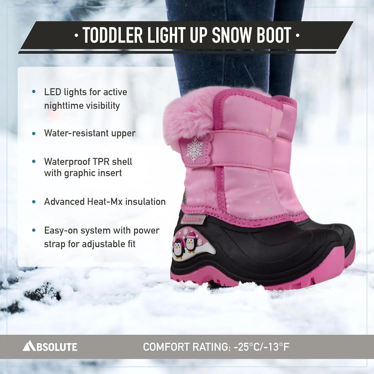 Absolute Stella Toddler Little Kids High Snow Winter Boots, Warm, Insulated, Waterproof Shell