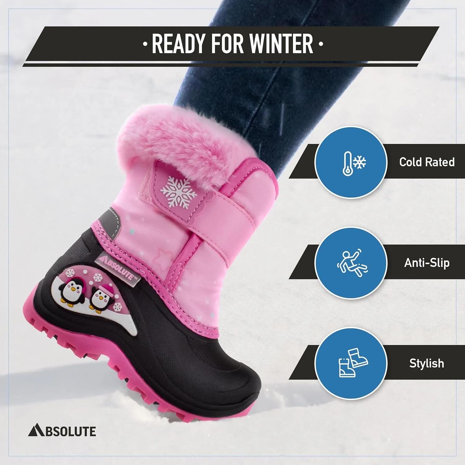 Absolute Stella Toddler Little Kids High Snow Winter Boots, Warm, Insulated, Waterproof Shell