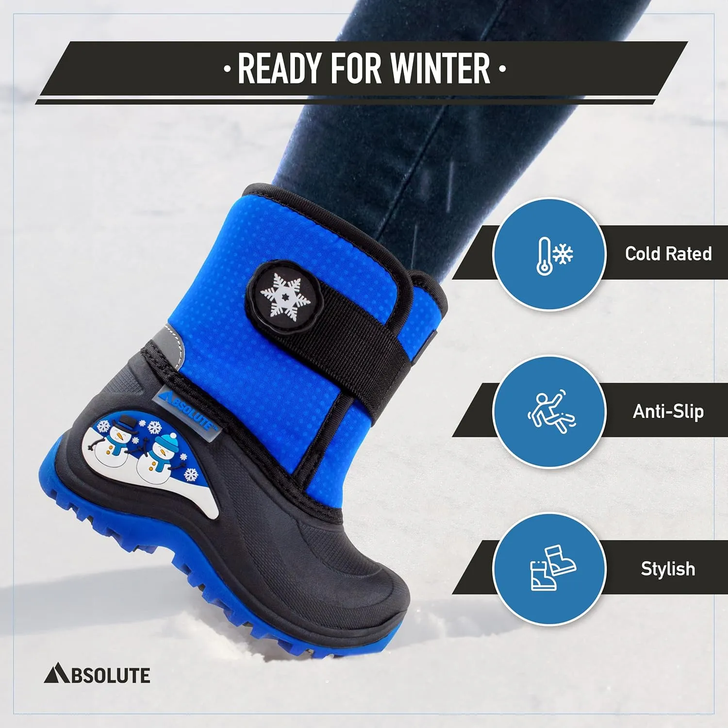 Absolute Sterling 3 Toddler Little Kids Light Up Snow Winter Boots, Warm, Insulated, Waterproof Shell