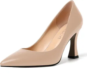 AMBELIGHT Womens Slip On Dress Pointed Toe Suede Wedding Stiletto High Heel Pumps Shoes 3.3 Inch