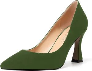AMBELIGHT Womens Slip On Dress Pointed Toe Suede Wedding Stiletto High Heel Pumps Shoes 3.3 Inch