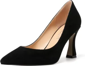 AMBELIGHT Womens Slip On Dress Pointed Toe Suede Wedding Stiletto High Heel Pumps Shoes 3.3 Inch