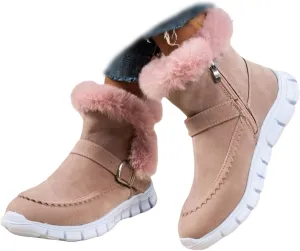 Ankle Boots For Women Comfy Warm Fur Lined Winter Snow Boots Short Booties Fashion Comfortable Slip On Loafers Shoes