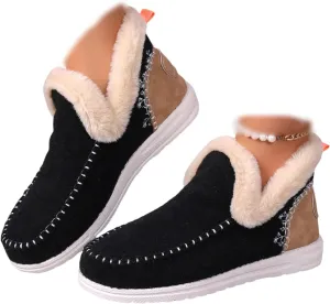 Ankle Boots For Women Comfy Winter Snow Boots Classic Fur Lined Slip On Fashion Casual Warm Comfortable Loafers Shoes