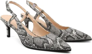 AUMOTED Women Low Heel Pumps Slingback Heels Pointed Toe Beaded Heels 2.5" Elegant Dressy Pumps