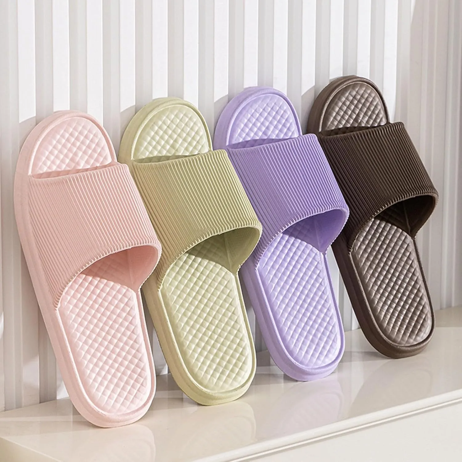 Bath Slippers Shower Shoes for Living Room Pool Beach Spa Public Showers Pillow Slippers for Women and Men