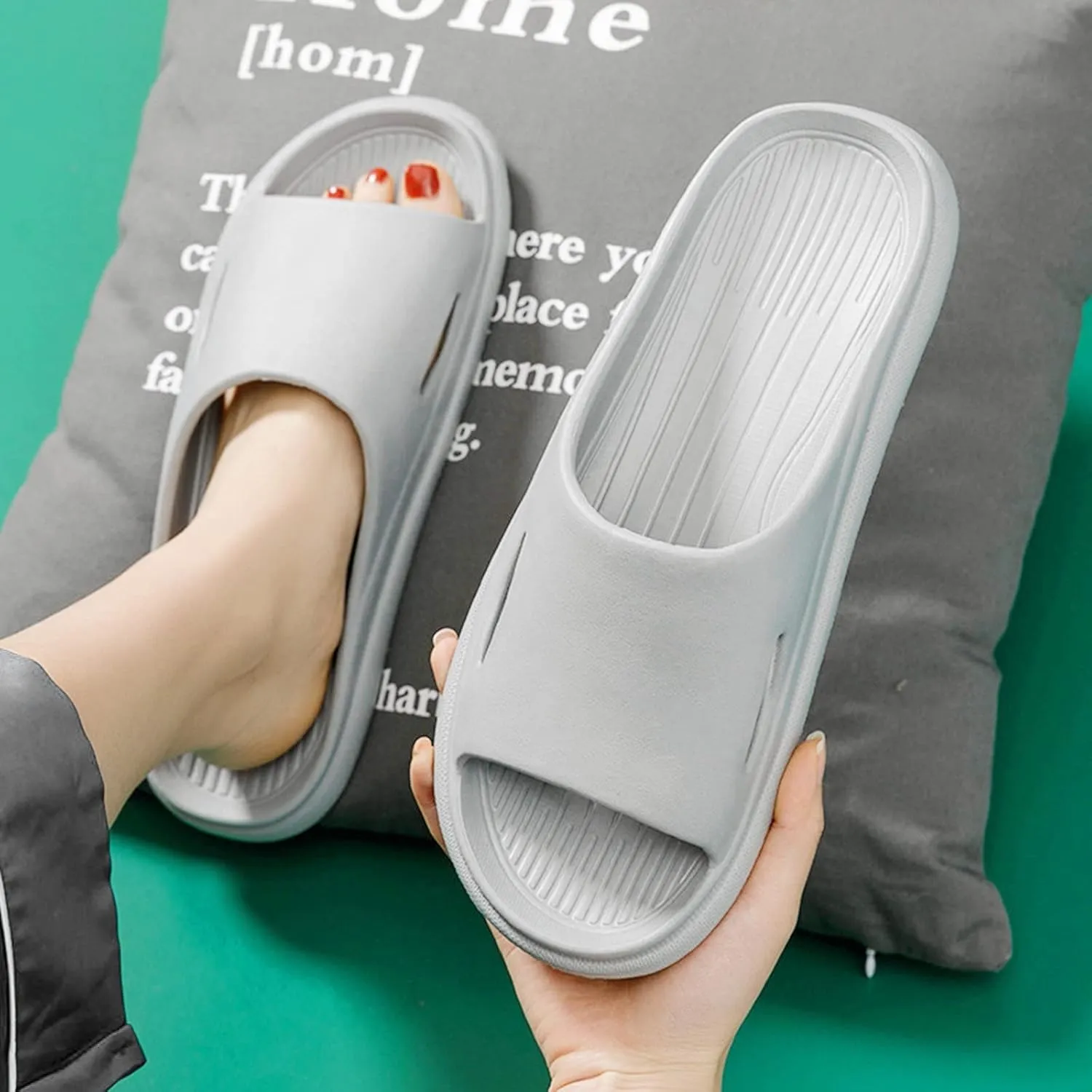 Bathroom Slippers Ultra Comfort Non-Slip Shower Sandals Indoor and Outdoor Pillow Slippers for Women and Men