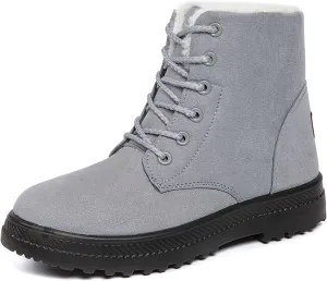 Boots for Women Snow Suede Warmth Lace-Up Winter Ladies Shoes Durable and Traction