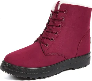 Boots for Women Snow Suede Warmth Lace-Up Winter Ladies Shoes Durable and Traction