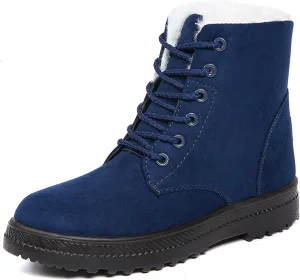 Boots for Women Snow Suede Warmth Lace-Up Winter Ladies Shoes Durable and Traction