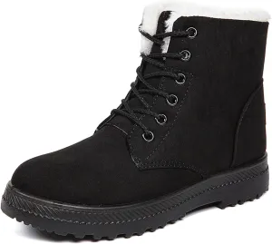 Boots for Women Snow Suede Warmth Lace-Up Winter Ladies Shoes Durable and Traction