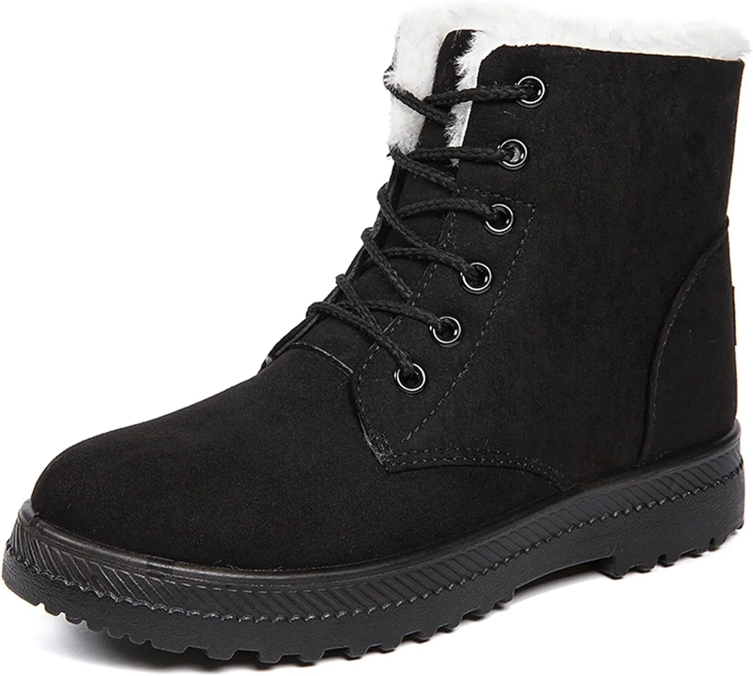 Boots for Women Snow Suede Warmth Lace-Up Winter Ladies Shoes Durable and Traction