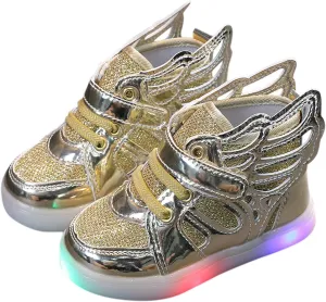 Boys Girls Sneakers Light Up Canvas Shoes for Toddler Kids Easy Fasten Fashion Shoes with Hook and Loops