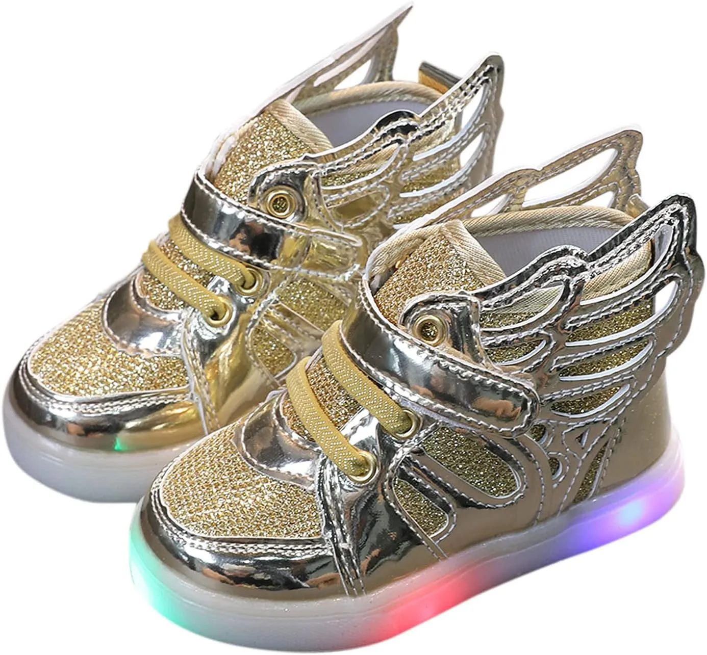 Boys Girls Sneakers Light Up Canvas Shoes for Toddler Kids Easy Fasten Fashion Shoes with Hook and Loops
