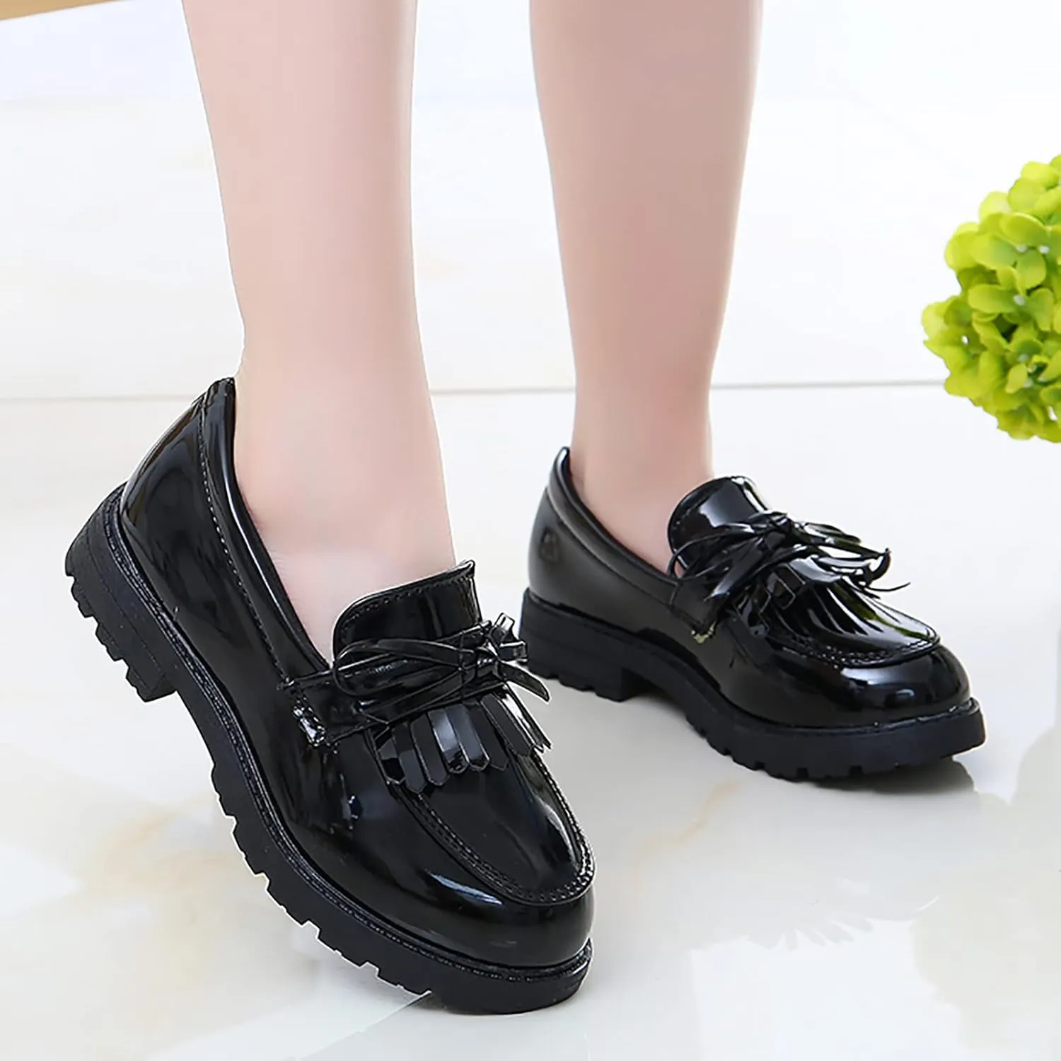 Boys Shoes Girls Slip On Leather Loafer Tassel Bow School Dress Shoes for Girls Shoes for Boys