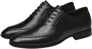 Breathable Loafers Genuine Leather Men Dress Shoes Black Slip On Formal Oxford Business Formal Lace-up Shoes
