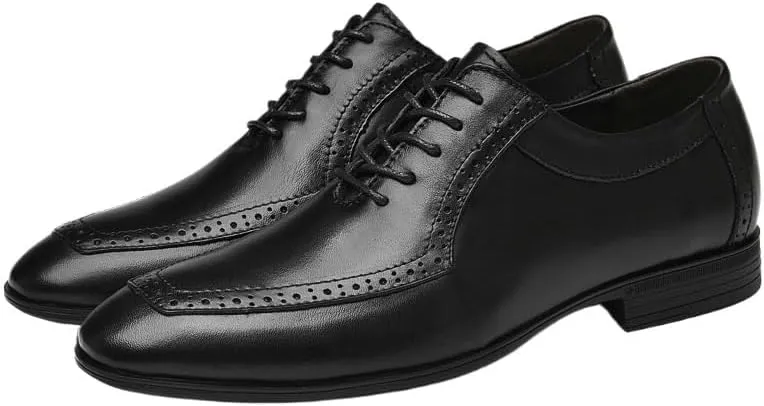 Breathable Loafers Genuine Leather Men Dress Shoes Black Slip On Formal Oxford Business Formal Lace-up Shoes