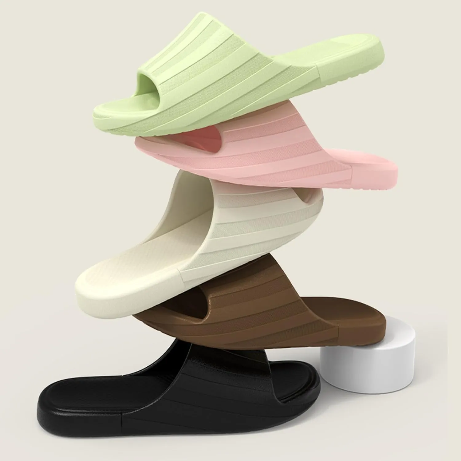 Cloud Slides Men Open Toe Shower Shoes Bathroom Sandals Shower Sandals House Shoes with Low Arch Support
