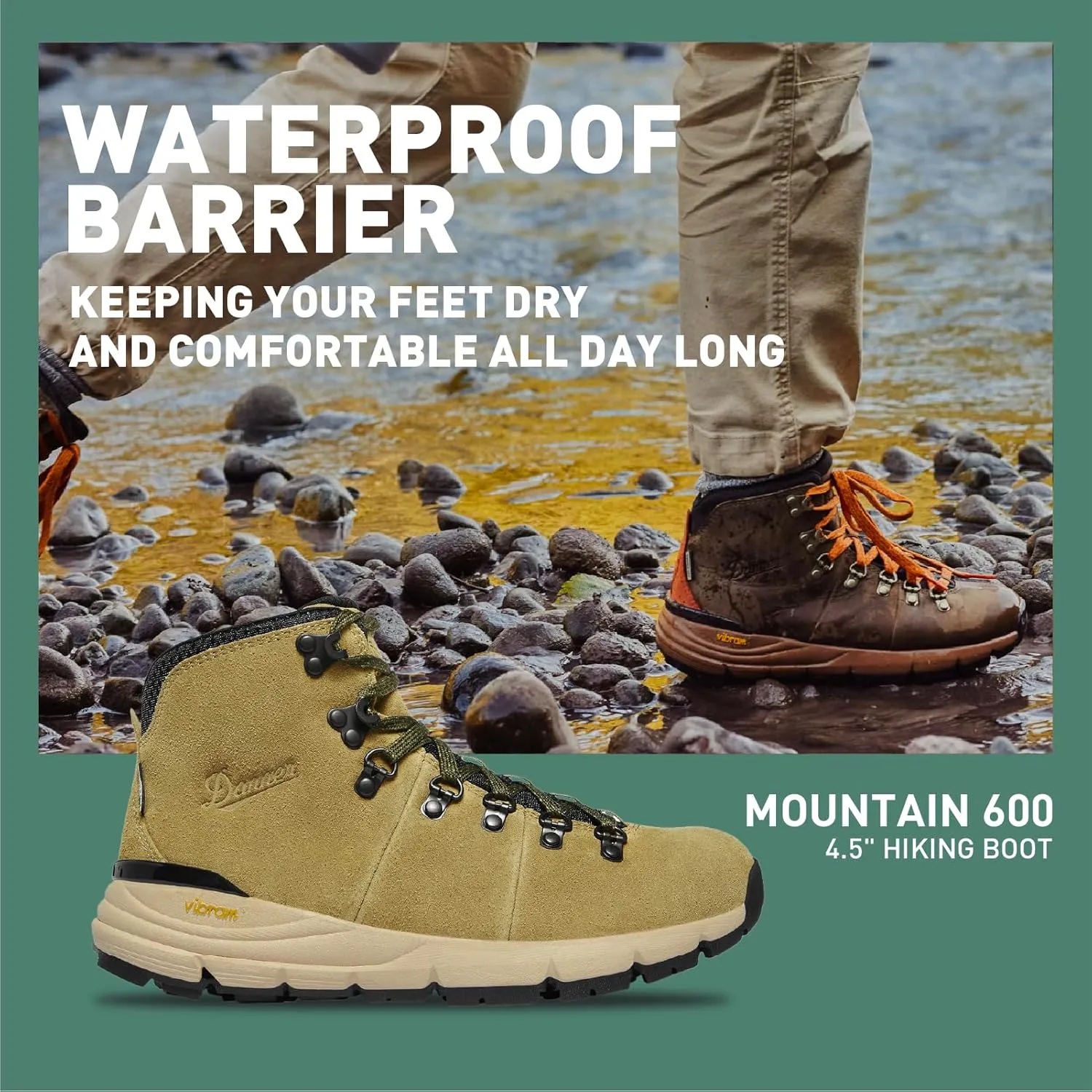 Danner Mountain 600 Hiking Boots for Women - Waterproof, Durable Suede Upper, Breathable Lining, Triple-Density Footbed & Vibram Traction Outsole