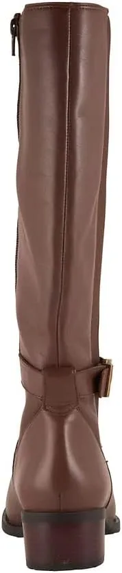 David Tate Womens Allegria Leather Stacked Heel Knee-High Boots