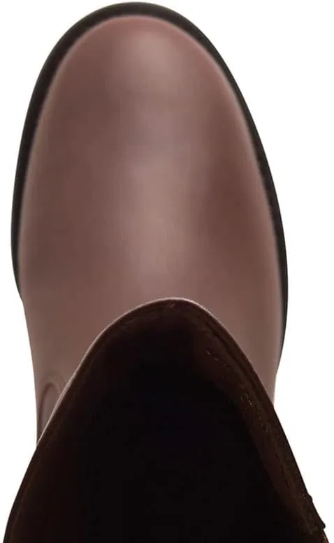 David Tate Womens Allegria Leather Stacked Heel Knee-High Boots