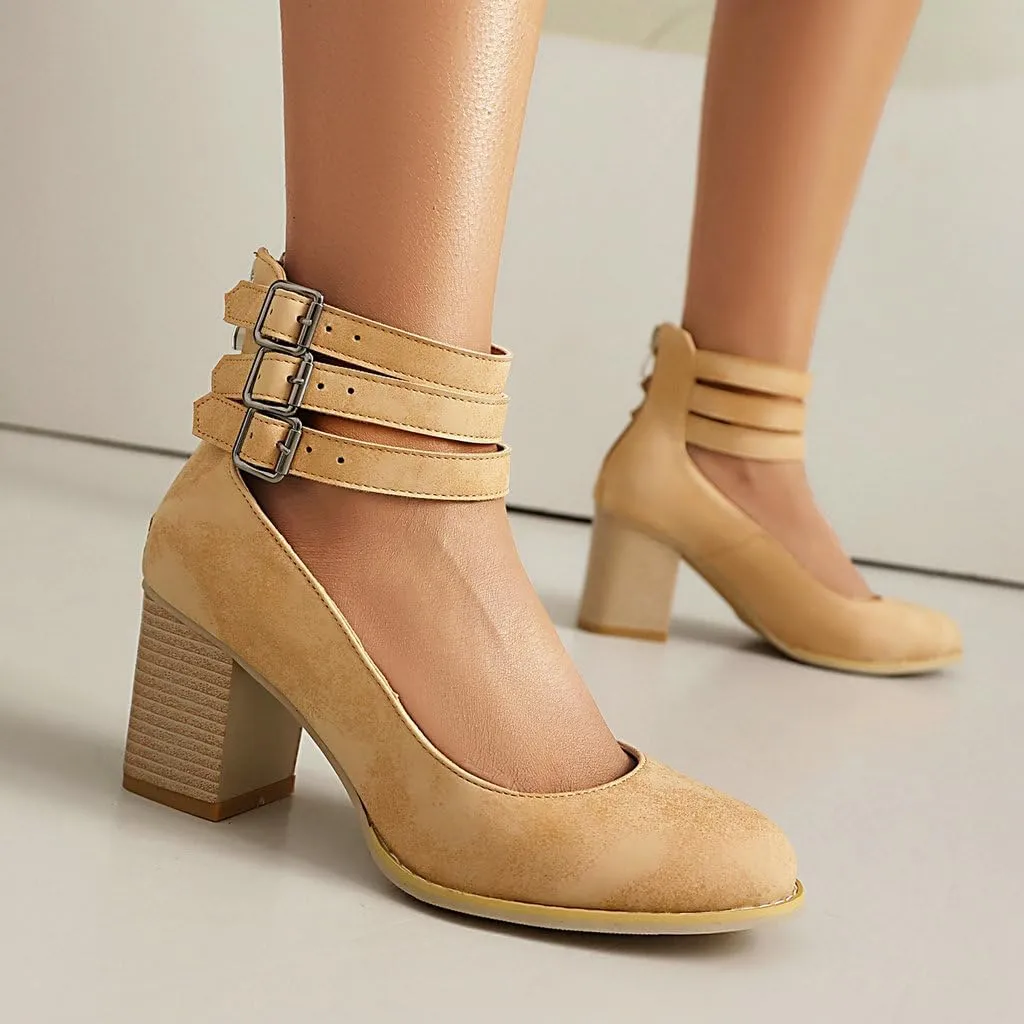 DINTAHA Vintage Shoes for Women,1950s Shoes Mary Jane Heels,Chunky Heel Strappy Pumps