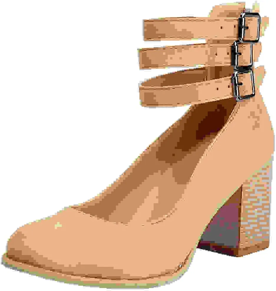 DINTAHA Vintage Shoes for Women,1950s Shoes Mary Jane Heels,Chunky Heel Strappy Pumps