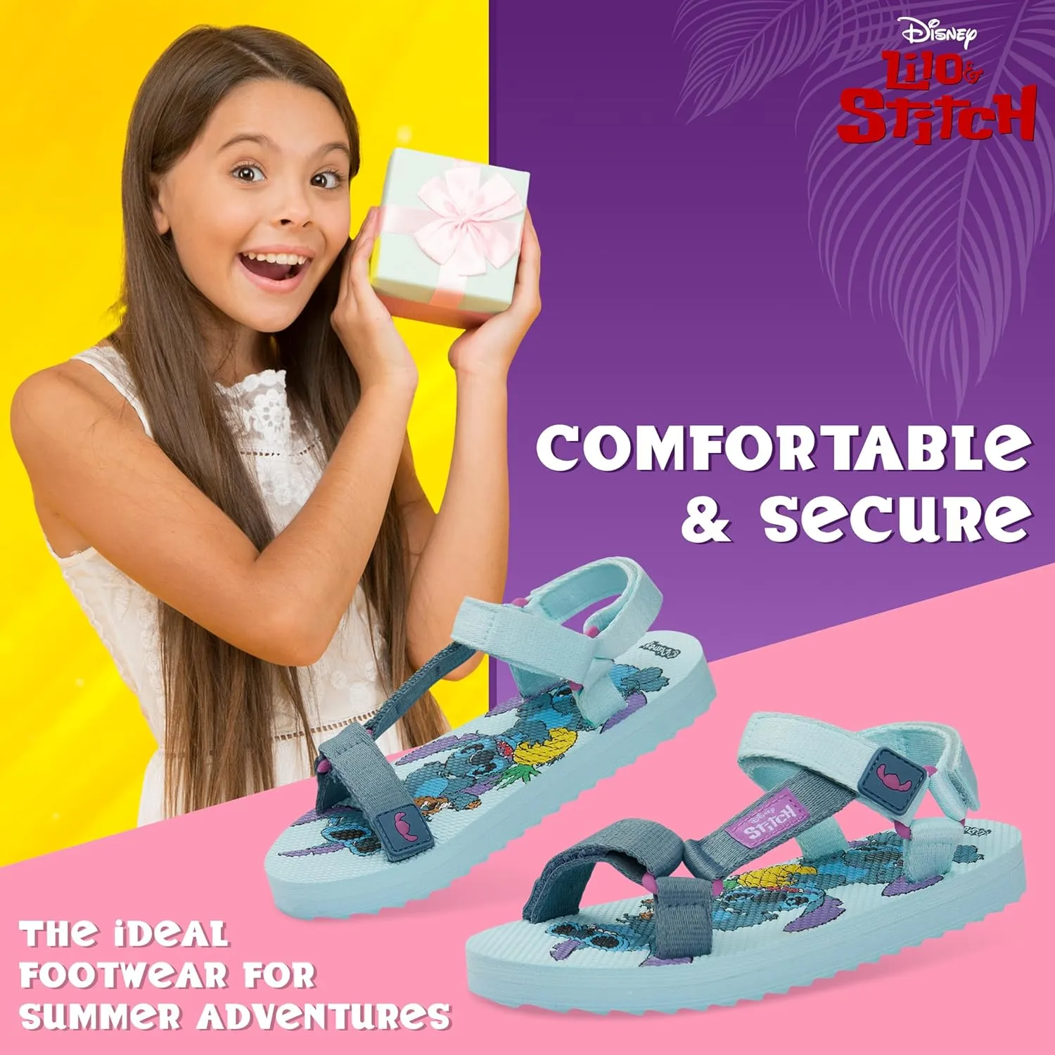 Disney Stitch Girls Sandals, Summer Shoes with Adjustable Straps - Stitch Gifts