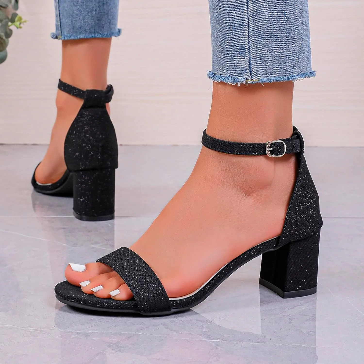 Dress Shoes for Women Low Heel Sandals Block Wedding Shoes Open Toe Bride Heels Ladies Prom Shoe Comfort Pump Shoe