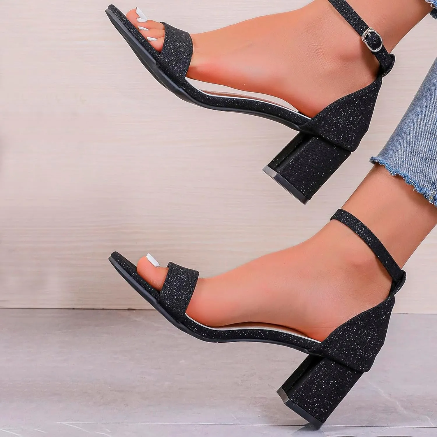 Dress Shoes for Women Low Heel Sandals Block Wedding Shoes Open Toe Bride Heels Ladies Prom Shoe Comfort Pump Shoe