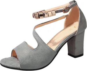 Dress Shoes for Women Open Toe Suede Sandals Summer Chunky Heels Block Heel Office Sandals Ankle Strap Work Shoes