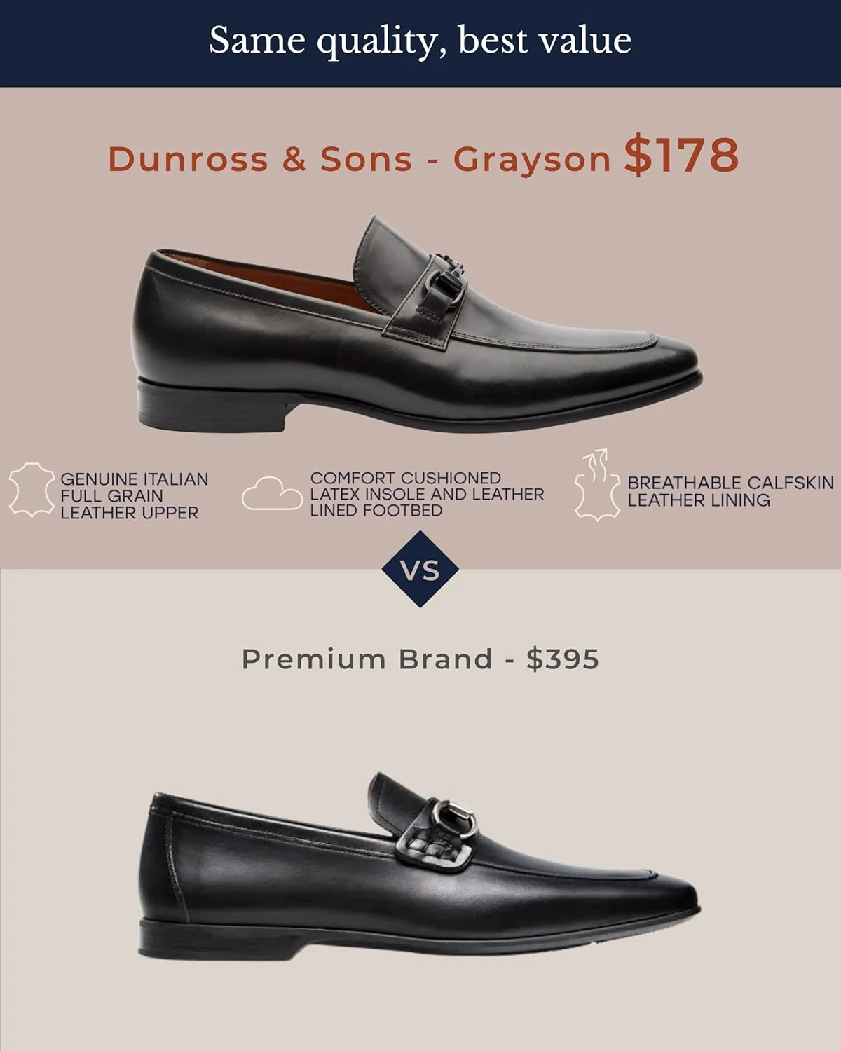 Dunross & Sons Mens Shoes. Dress Leather Shoes, Leather Bit Loafer. Grayson Versatile Slip-On with Leather Lining and Ortholite Comfort Insoles.