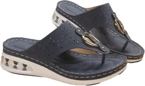 Flip Flops with Arch Support for Women Breathable Slip On Open Toe Orthopedic Wedge Sandals Comfort Platform Sandals