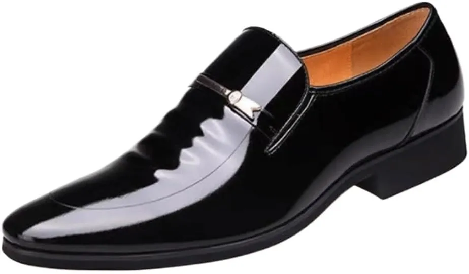 Formal Shoes for Men Men's Dress Oxford Shoes Faux Patent Leather Pointed Toe Formal Tuxedo Shoes for Business, Wedding & Work, Fashion Formal Oxford Shoes