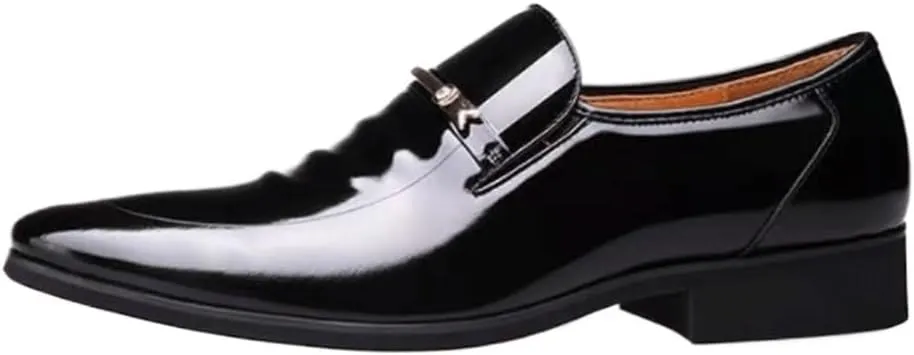 Formal Shoes for Men Men's Dress Oxford Shoes Faux Patent Leather Pointed Toe Formal Tuxedo Shoes for Business, Wedding & Work, Fashion Formal Oxford Shoes