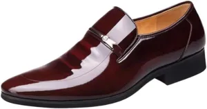 Formal Shoes for Men Men's Dress Oxford Shoes Faux Patent Leather Pointed Toe Formal Tuxedo Shoes for Business, Wedding & Work, Fashion Formal Oxford Shoes