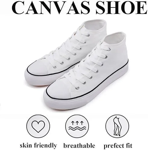 FUUPNN Platform Sneakers Canvas Fashion Lace Up Classic Casual Walking Shoes High Tops Canvas Shoes Casual Tennis Shoes