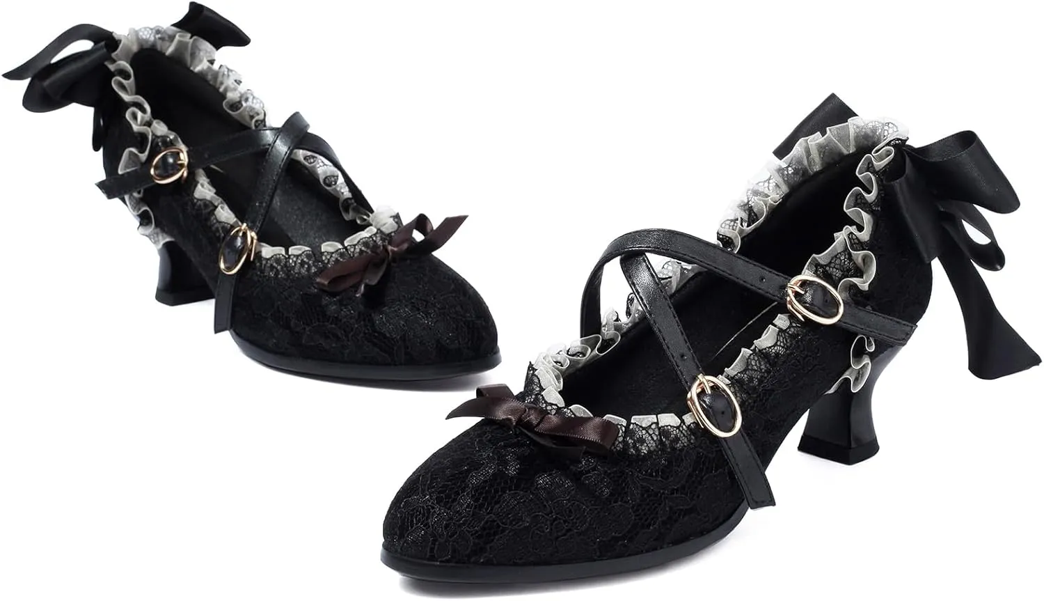 Gicoiz Low Kitten Heels Mary Jane Womens Classic Brogue Shoes