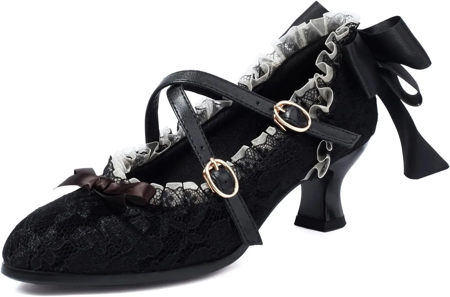Gicoiz Low Kitten Heels Mary Jane Womens Classic Brogue Shoes