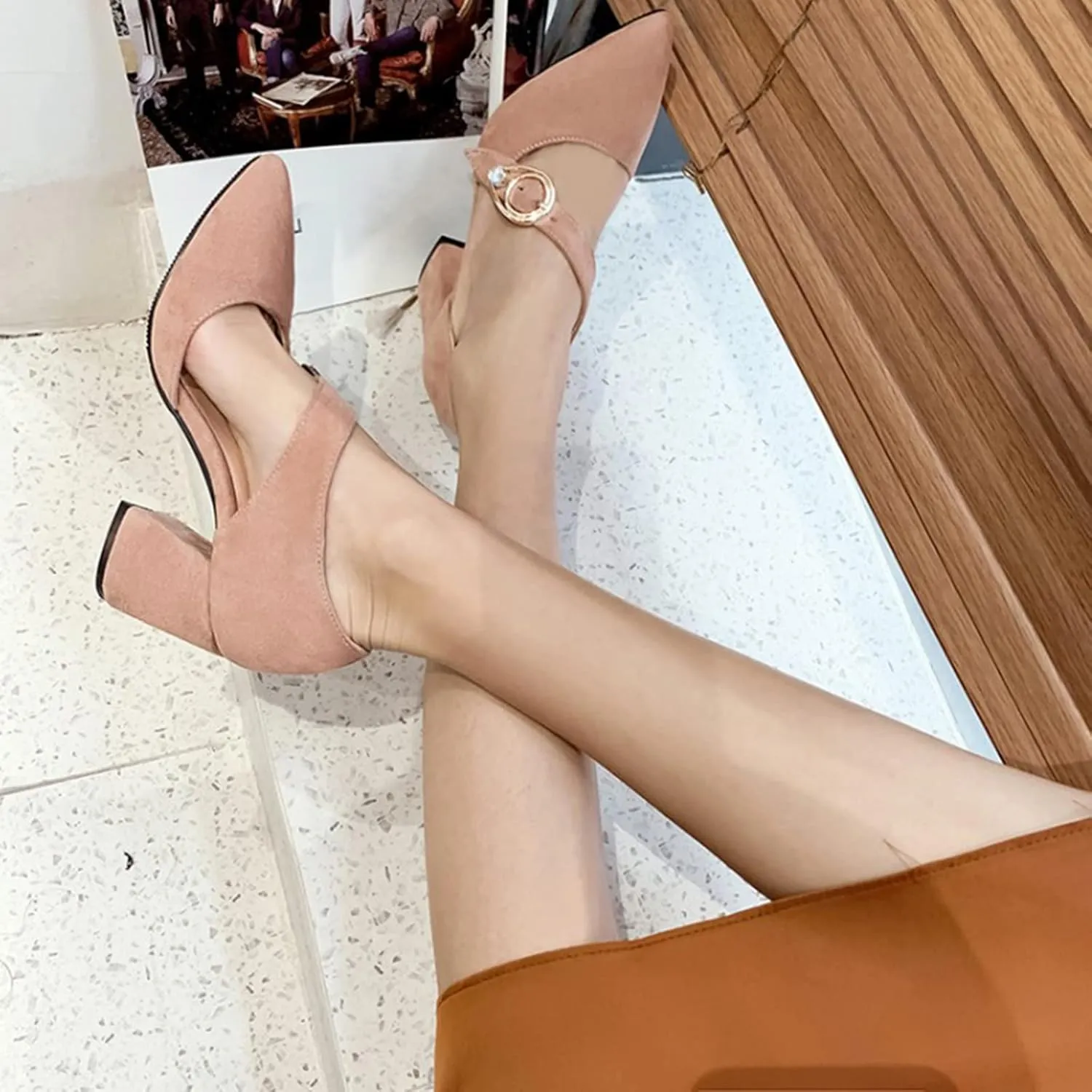 Gicoiz Pointed Toe Heels Women Formal Block Heels Sandals