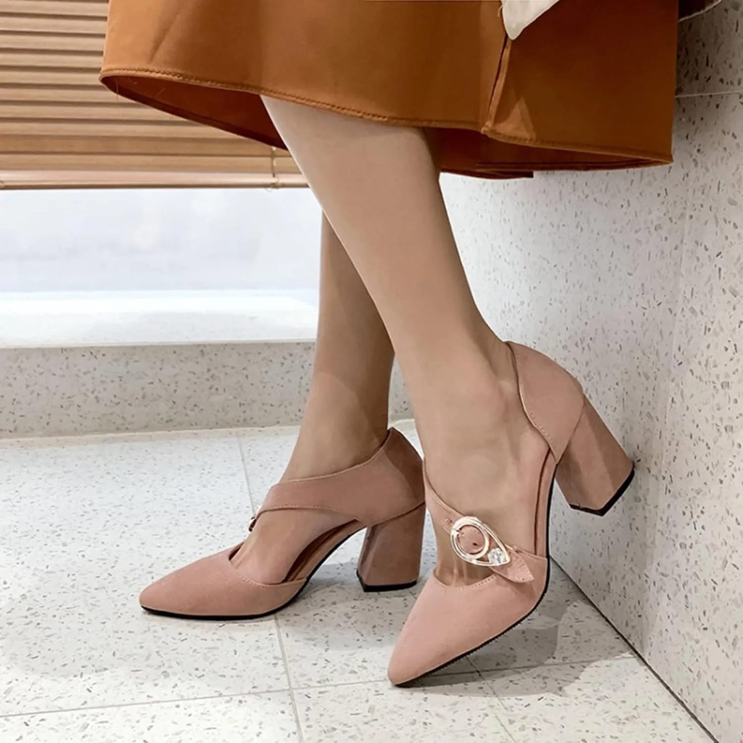 Gicoiz Pointed Toe Heels Women Formal Block Heels Sandals
