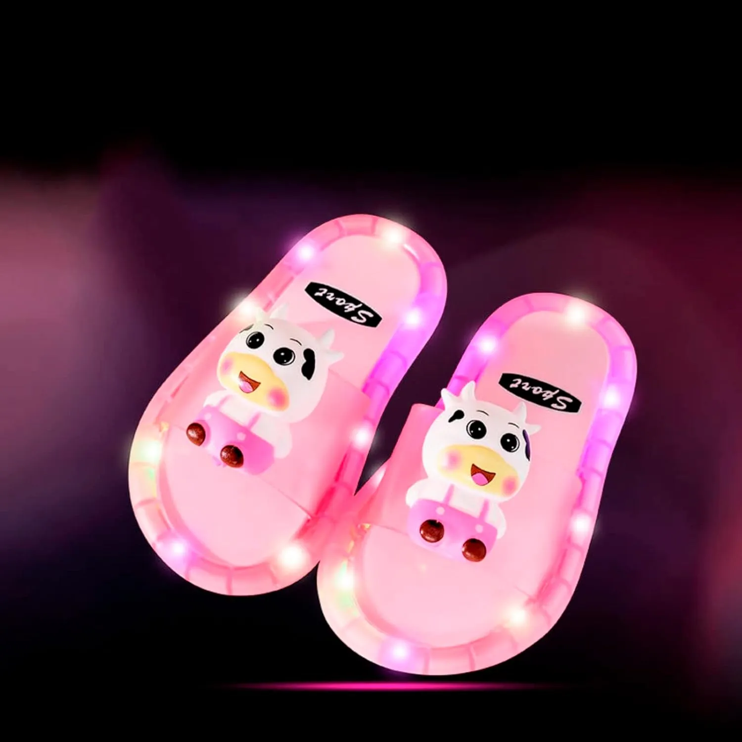 Girls Light Up Shoes Non-Slip Open Toe Soft Sole Flat Luminous Sandal Toddler Slip On Led Shoes