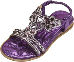 Girls Wedding Dance Sandals Pearl Flower Sequins Flat Open Toe Princess Shoes Formal Elegant Kids Non Slip Wide Shoes