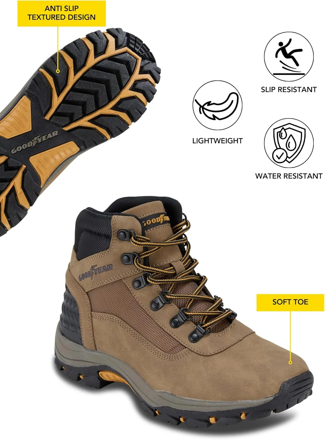 Goodyear Men's Montana Work Boot  Rugged & Durable Lace-Up Boots for Work & Hiking