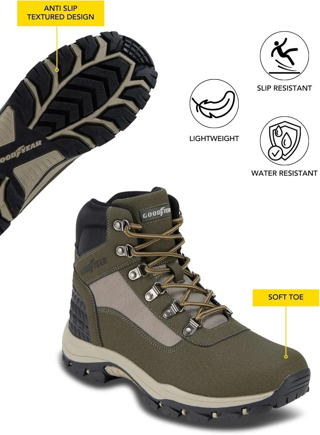 Goodyear Men's Montana Work Boot  Rugged & Durable Lace-Up Boots for Work & Hiking