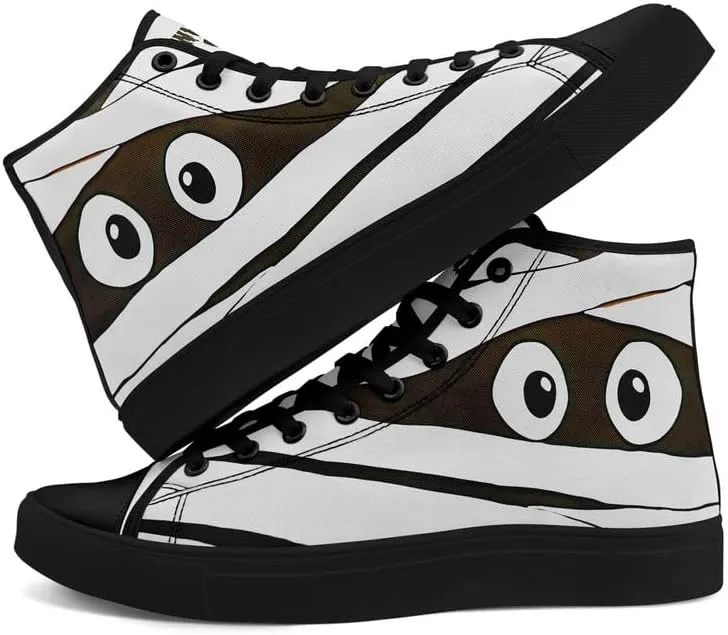 Halloween Pumpkin Hightop Canvas Shoes Men's Women's Holiday Fashion Flat Unisex Sneaker Ghost Skull Trendy Footwear