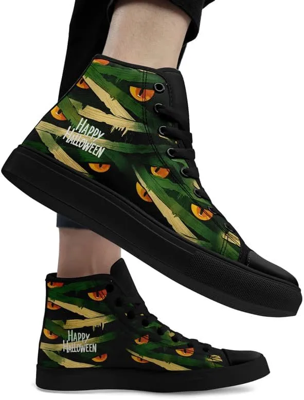 Halloween Pumpkin Hightop Canvas Shoes Men's Women's Holiday Fashion Flat Unisex Sneaker Ghost Skull Trendy Footwear