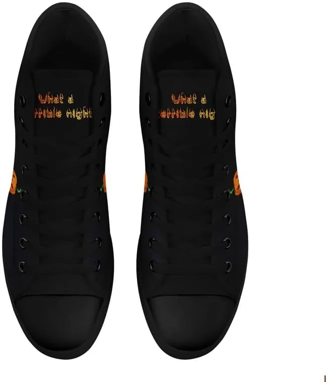 Halloween Pumpkin Hightop Canvas Shoes Men's Women's Holiday Fashion Flat Unisex Sneaker Ghost Skull Trendy Footwear