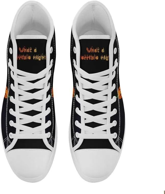 Halloween Pumpkin Hightop Canvas Shoes Men's Women's Holiday Fashion Flat Unisex Sneaker Ghost Skull Trendy Footwear