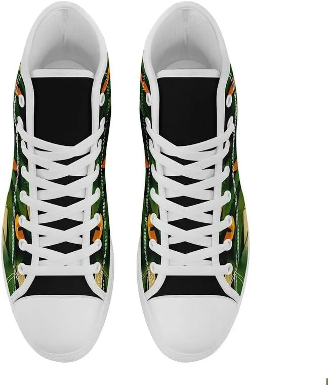 Halloween Pumpkin Hightop Canvas Shoes Men's Women's Holiday Fashion Flat Unisex Sneaker Ghost Skull Trendy Footwear